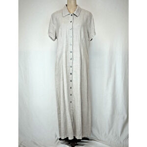 Vintage 90's Mishi Norm Thompson Beige Linen Maxi Dress XL #0184 USA